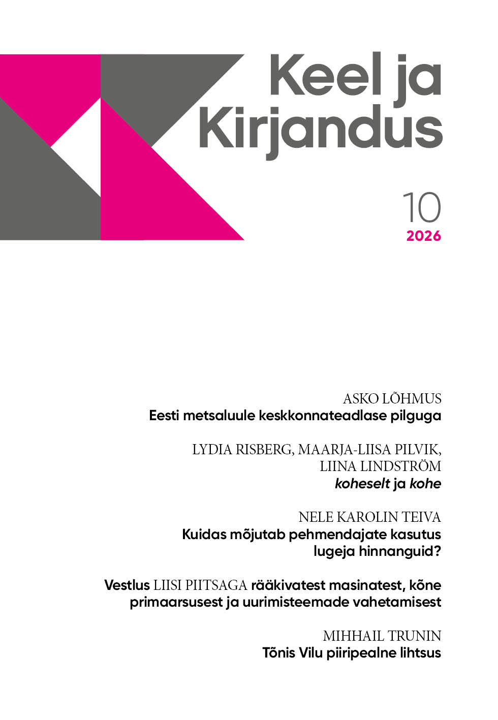 Keel ja Kirjandus 10/2026